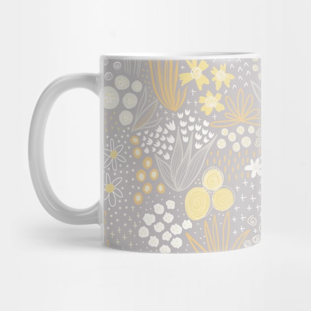 Flower Field Gray Yellow White by Sandra Hutter Designs